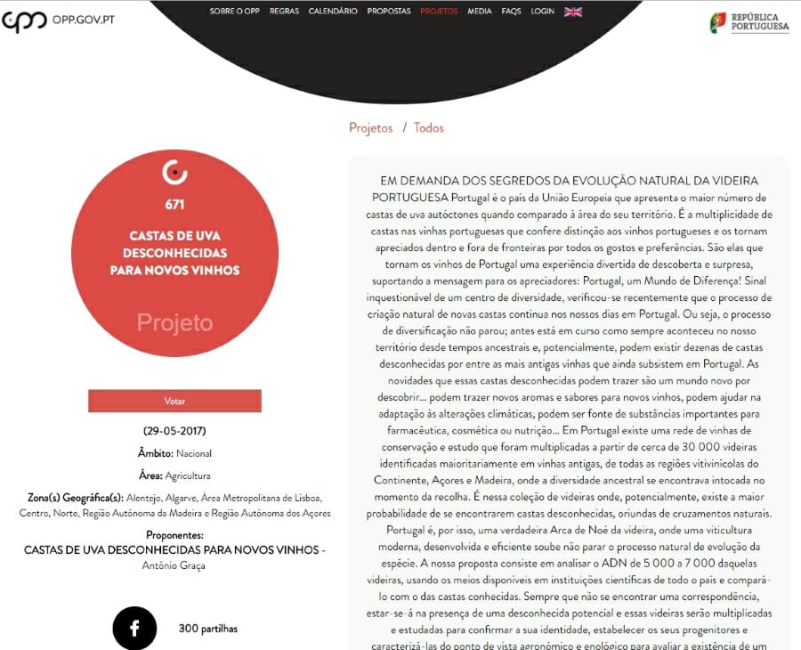 Projecto 671 - Castas desconhecidas, Castas de uva desconhecidas para novos vinhos
