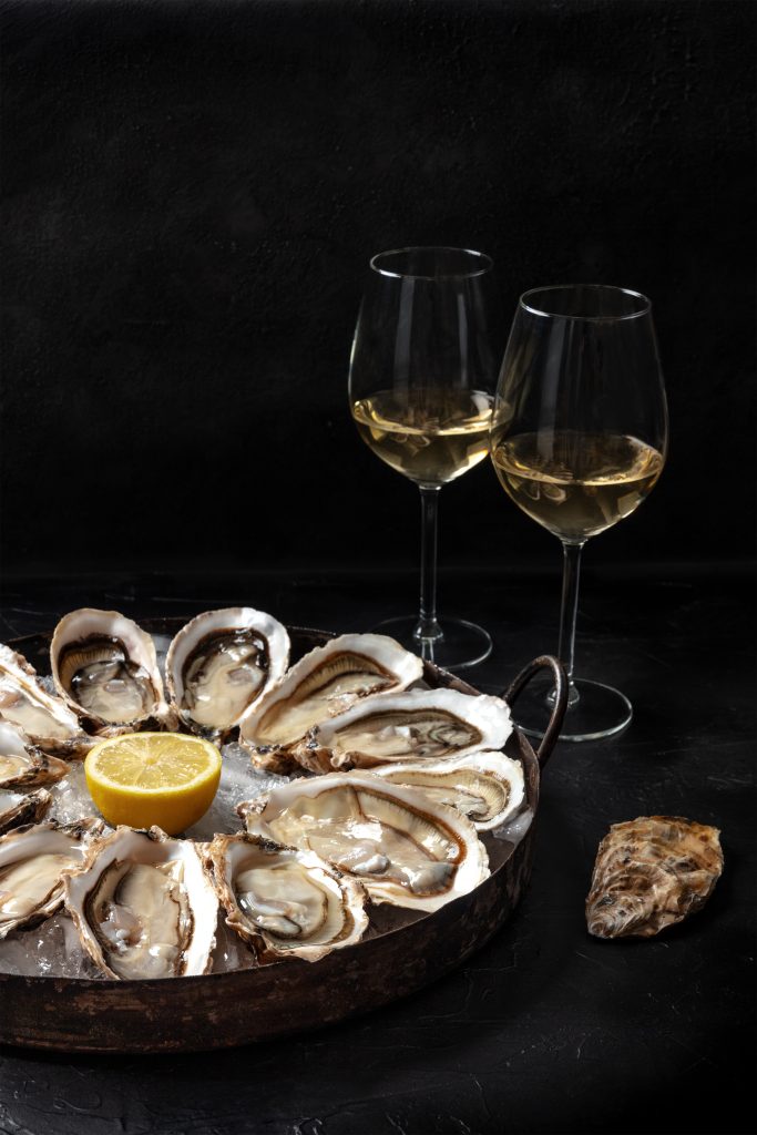 Ostras e vinho